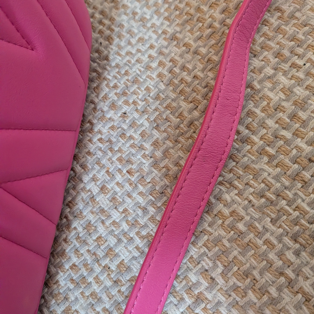 Stuart Weitzman Vibrant Pink Crossbody Bag with Gold Details, See Pics For Flaws - Picture 11 of 17